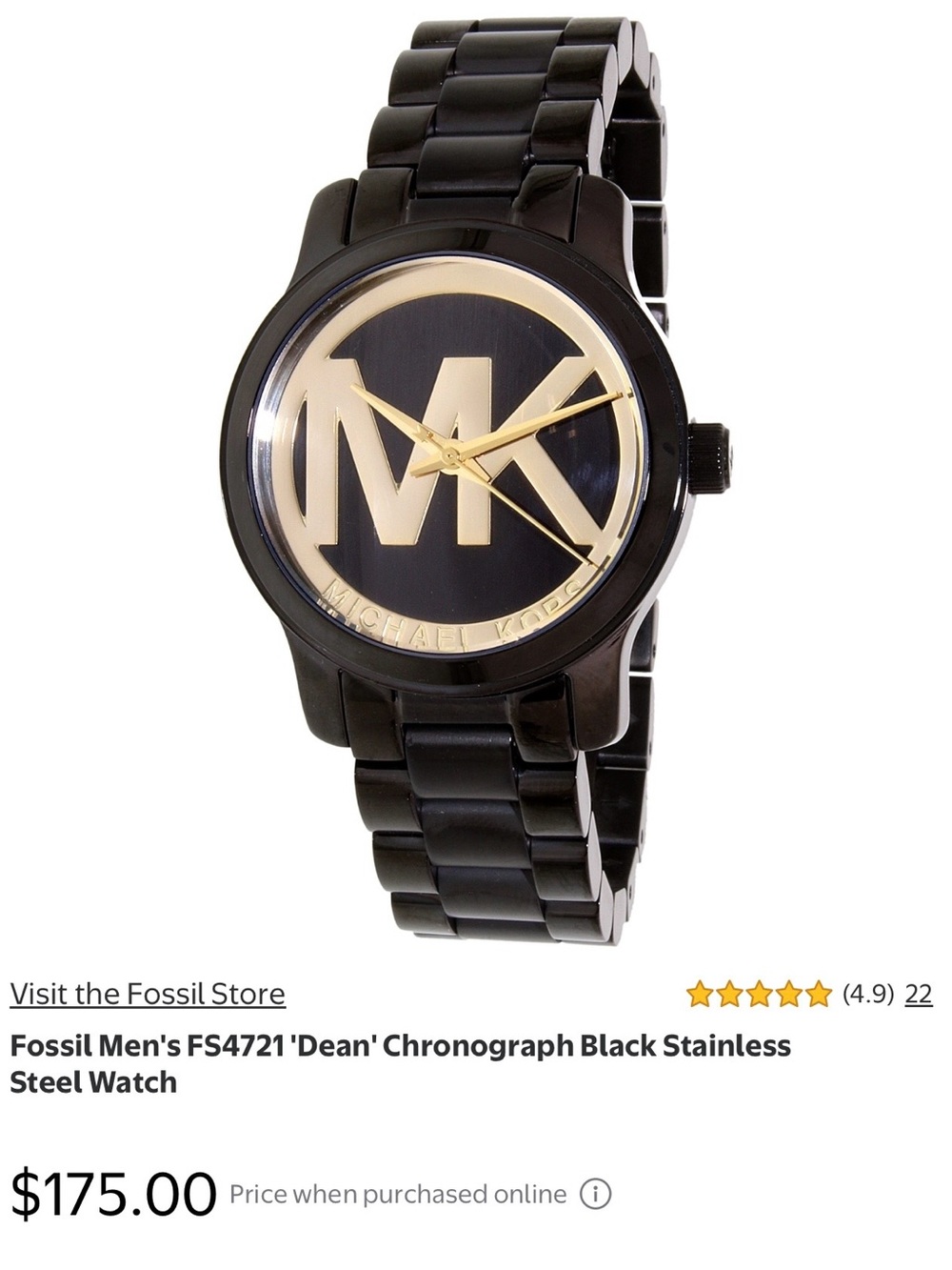 Michael Kors Black and Gold Logo Dial Men's Watch